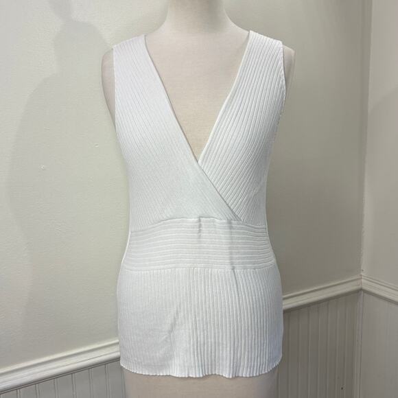 Old Navy Size L Sleeveless Knit Top Y2K Babydoll Perfect Fit Vintage Faux Wrap - Picture 1 of 13